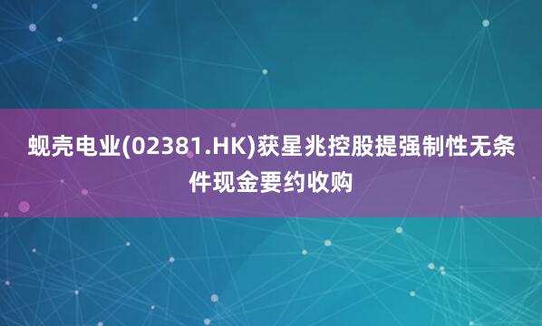 蚬壳电业(02381.HK)获星兆控股提强制性无条件现金要约收购