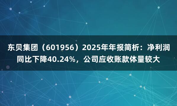 东贝集团（601956）2025年年报简析：净利润同比下降40.24%，公司应收账款体量较大