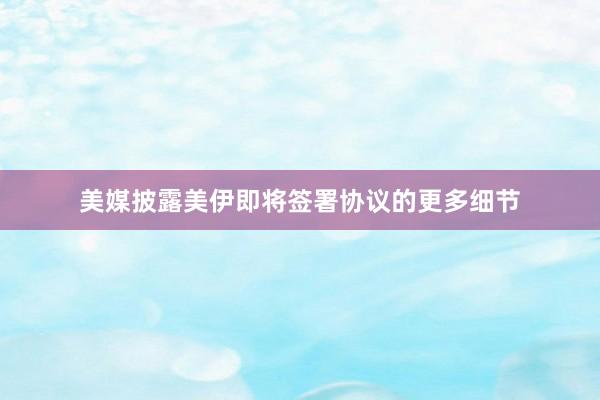 美媒披露美伊即将签署协议的更多细节