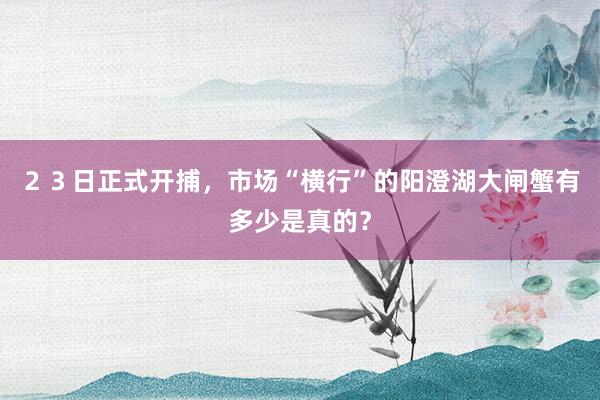 ２３日正式开捕，市场“横行”的阳澄湖大闸蟹有多少是真的？