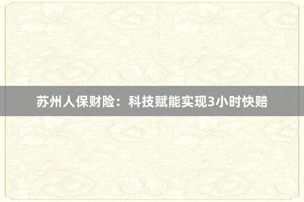 苏州人保财险：科技赋能实现3小时快赔