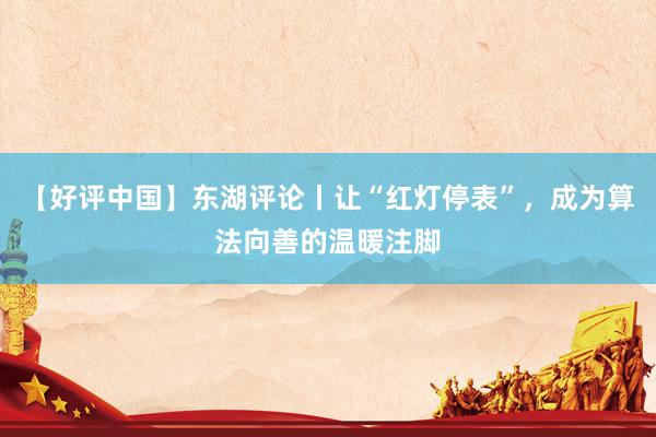 【好评中国】东湖评论丨让“红灯停表”，成为算法向善的温暖注脚
