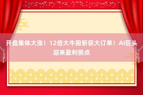 开盘集体大涨！12倍大牛股斩获大订单！AI巨头迎来盈利拐点