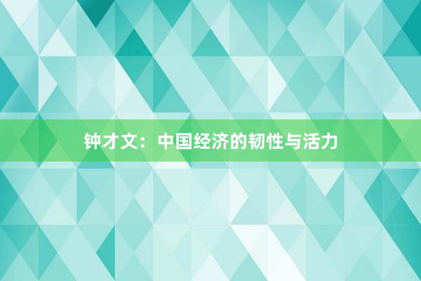 钟才文：中国经济的韧性与活力