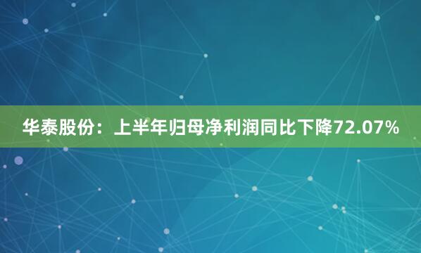 华泰股份：上半年归母净利润同比下降72.07%