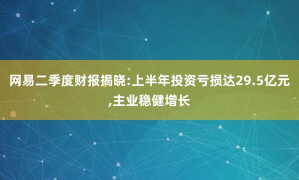 网易二季度财报揭晓:上半年投资亏损达29.5亿元,主业稳健增长