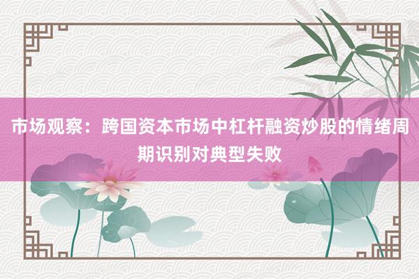 市场观察：跨国资本市场中杠杆融资炒股的情绪周期识别对典型失败