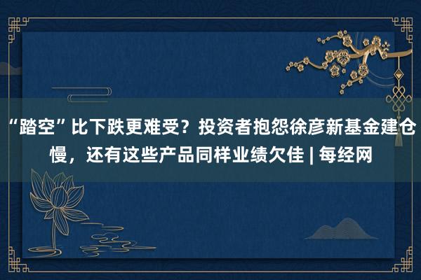 “踏空”比下跌更难受？投资者抱怨徐彦新基金建仓慢，还有这些产品同样业绩欠佳 | 每经网