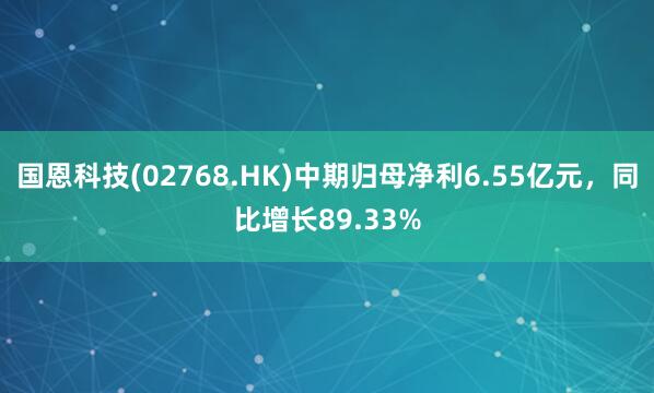国恩科技(02768.HK)中期归母净利6.55亿元，同比增长89.33%