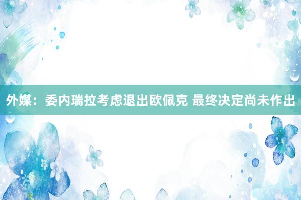 外媒：委内瑞拉考虑退出欧佩克 最终决定尚未作出