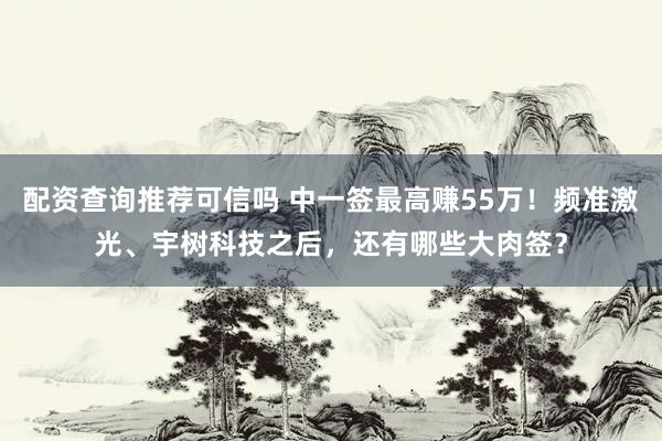 配资查询推荐可信吗 中一签最高赚55万!频准激光、宇树科技之后,还有哪些大肉签?