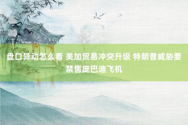 盘口异动怎么看 美加贸易冲突升级 特朗普威胁要禁售庞巴迪飞机