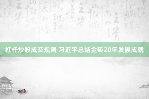 杠杆炒股成交规则 习近平总结金砖20年发展成就