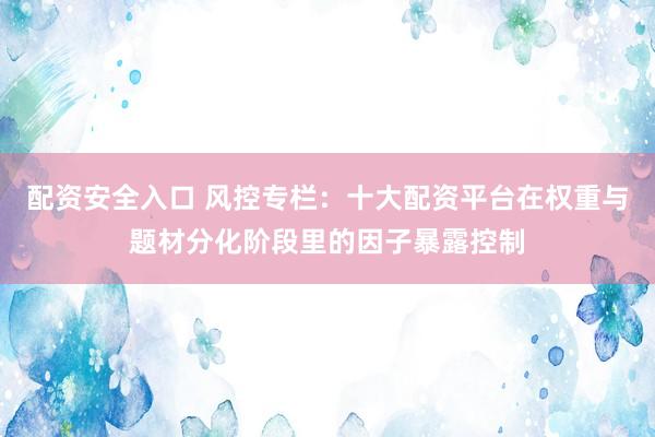配资安全入口 风控专栏：十大配资平台在权重与题材分化阶段里的因子暴露控制