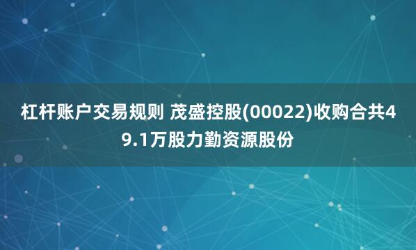 杠杆账户交易规则 茂盛控股(00022)收购合共49.1万股力勤资源股份