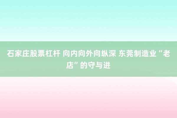 石家庄股票杠杆 向内向外向纵深 东莞制造业“老店”的守与进