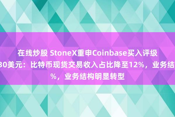 在线炒股 StoneX重申Coinbase买入评级，目标价230美元：比特币现货交易收入占比降至12%，业务结构明显转型