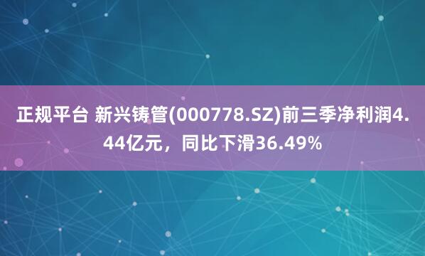 正规平台 新兴铸管(000778.SZ)前三季净利润4.44亿元，同比下滑36.49%